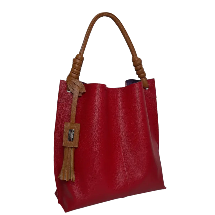 Fernanda Rote Lederhandtasche für Damen