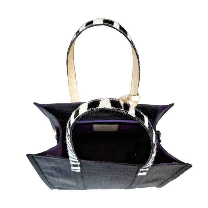 Greta Black Leather Women's Reptile Handbag