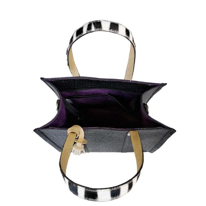 Greta Black Leather Women's Reptile Handbag
