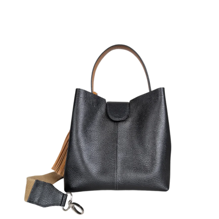 Schwarze Lucia Mini-Ledertasche für Damen