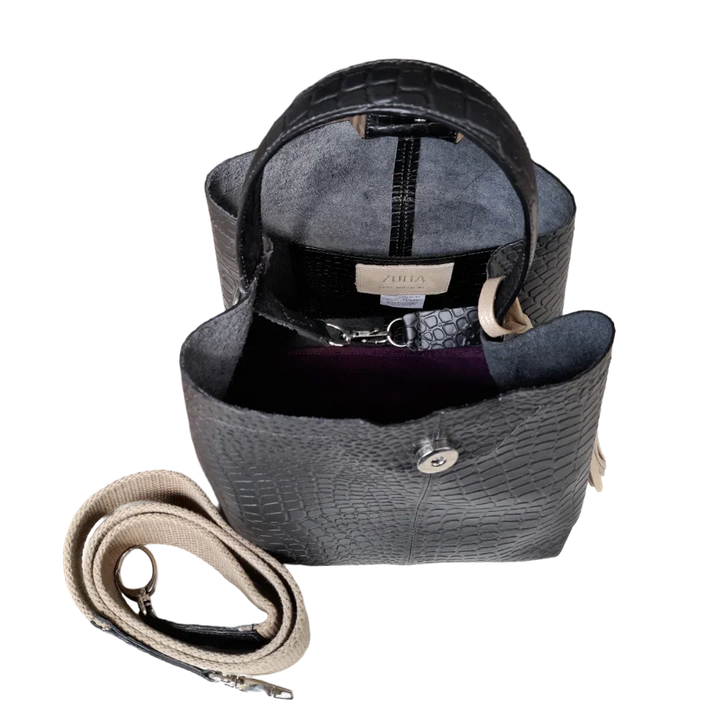 Schwarze Lucia Mini-Ledertasche für Damen