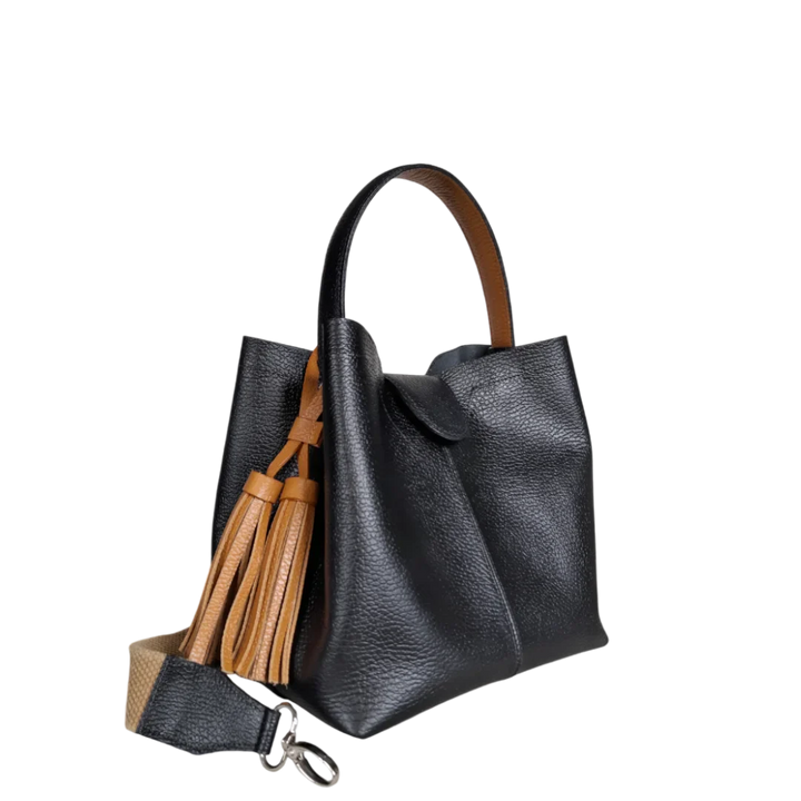 Schwarze Lucia Mini-Ledertasche für Damen