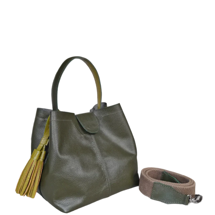 Lucia Kleine Olivgrüne Lederhandtasche für Damen