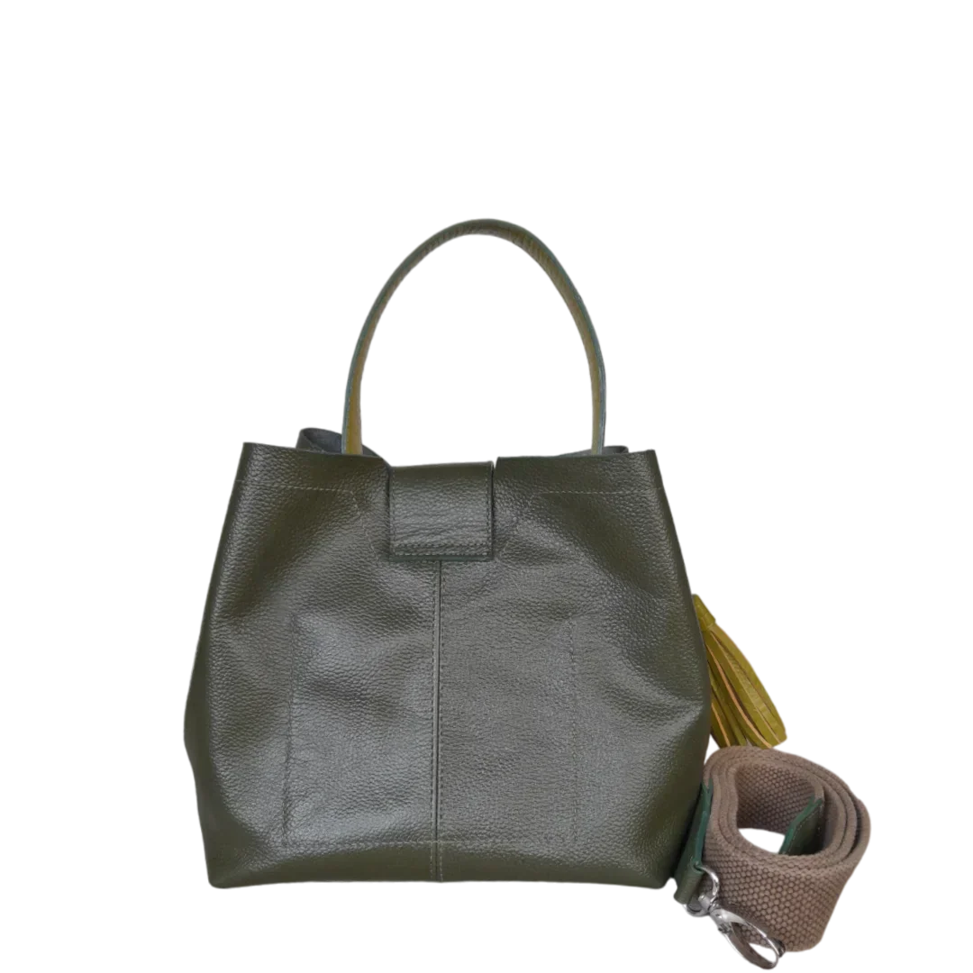 Lucia Kleine Olivgrüne Lederhandtasche für Damen