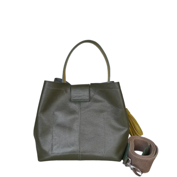 Lucia Kleine Olivgrüne Lederhandtasche für Damen