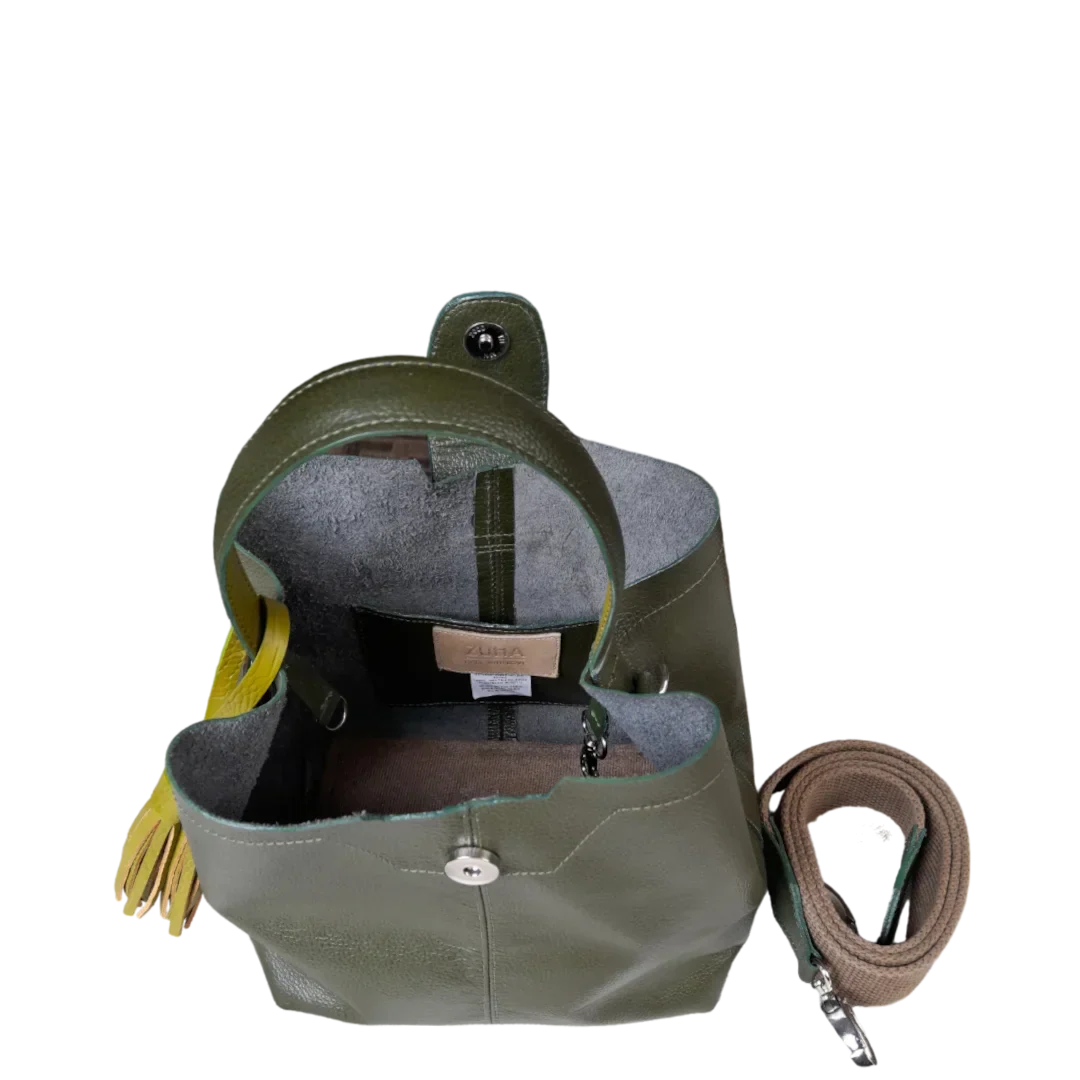 Lucia Kleine Olivgrüne Lederhandtasche für Damen