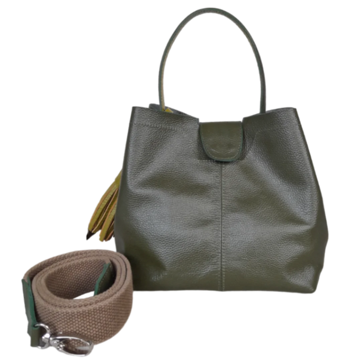 Camila Große Olivgrüne Lederhandtasche für Damen