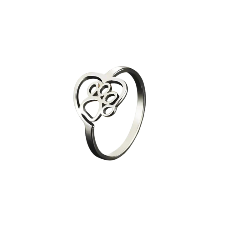 BECKKY Anello in oro e argento con Pfote und Herz für Tierliebhaber