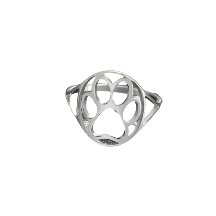 PAWLA – Offener Ring aus Gold und Silber mit Pfoten-Design