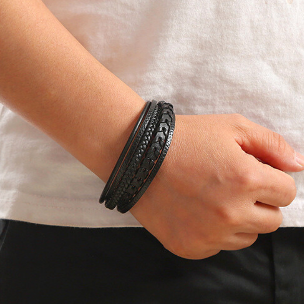Ragnar Band – Geflochtenes Wikingerarmband aus Leder