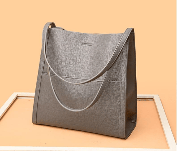 Schlichte Einfarbige Schultertasche aus Echtem Leder
