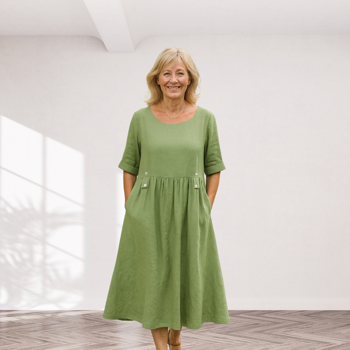 Cavell™ – Elegantes Lockeres Kleid mit Knopfdetails und praktischen Taschen
