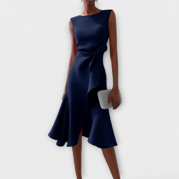 Juliette – Asymmetrisches Drapiertes Midi-Kleid