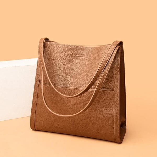 Schlichte Einfarbige Schultertasche aus Echtem Leder