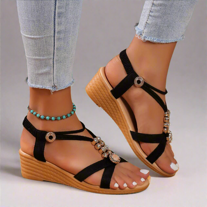 Zina™ | Keilabsatz-Sandalen mit Knöchelriemen