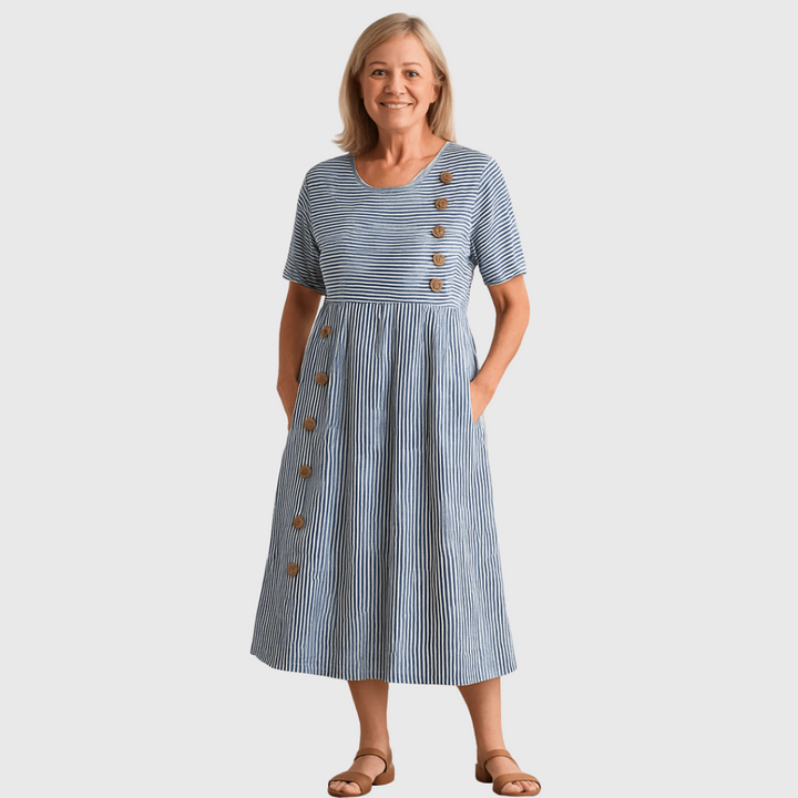 Cavell™ – Gestreiftes Knopfkleid mit Bequemer Passform e Weichem Material