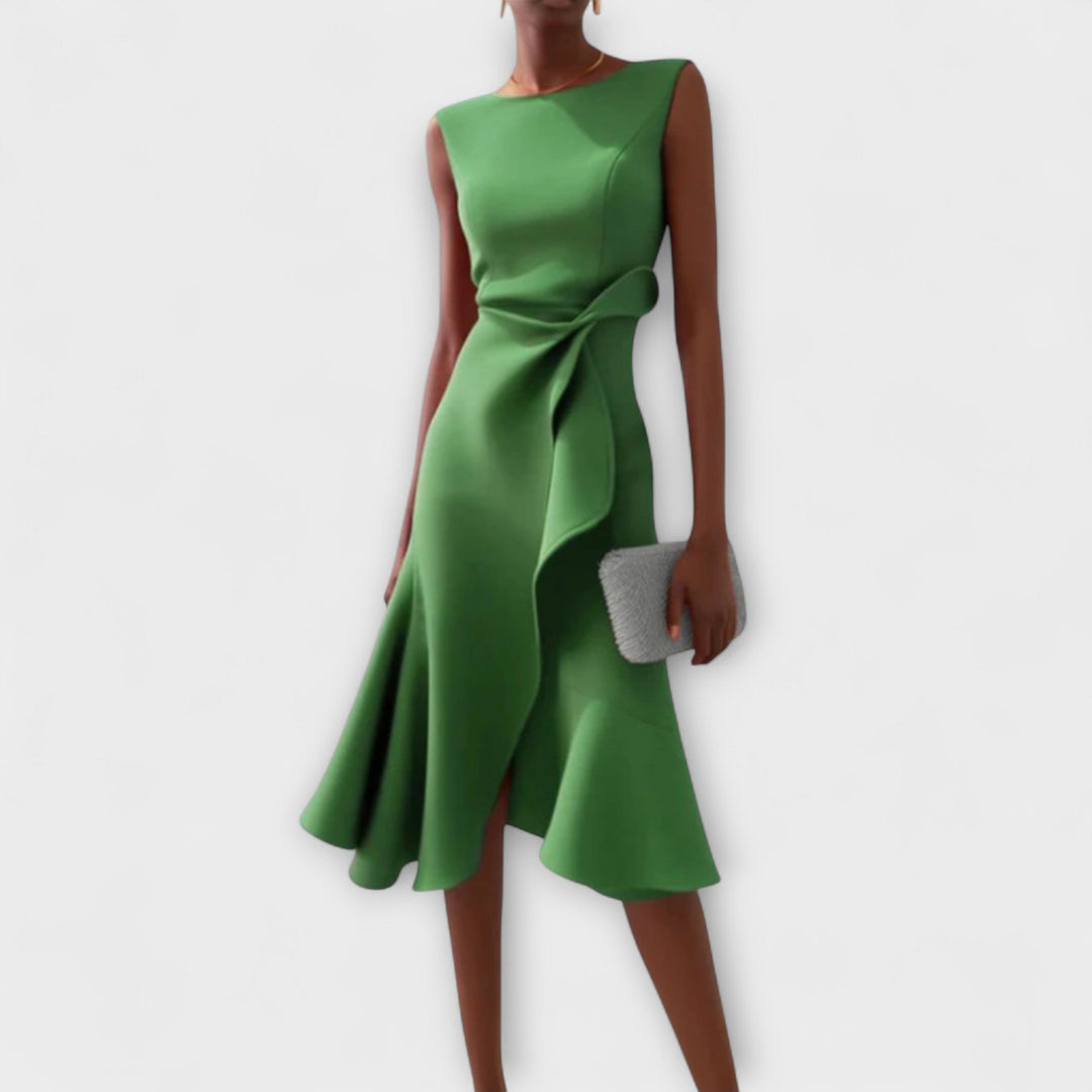 Juliette – Asymmetrisches Drapiertes Midi-Kleid