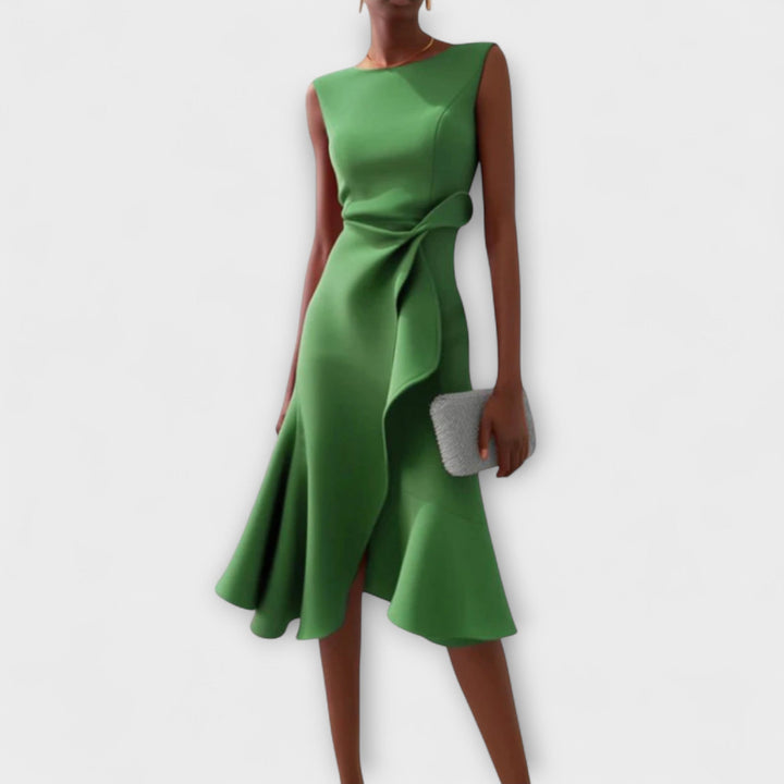 Juliette – Asymmetrisches Drapiertes Midi-Kleid
