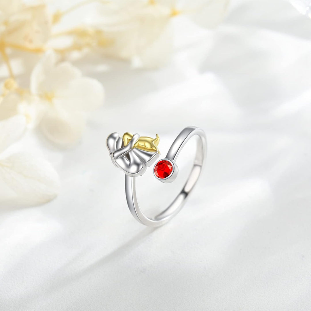 Verstellbarer Sterling Silber Ring mit Hund und Mädchen - Symbolische Bedeutung - Reinhart