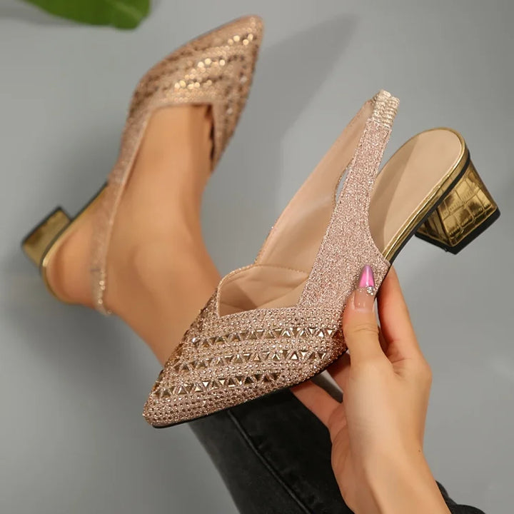 Elvira™ | Strass Slip-On Heeled Sandals
