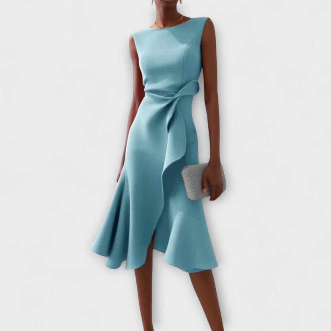 Juliette – Asymmetrisches Drapiertes Midi-Kleid