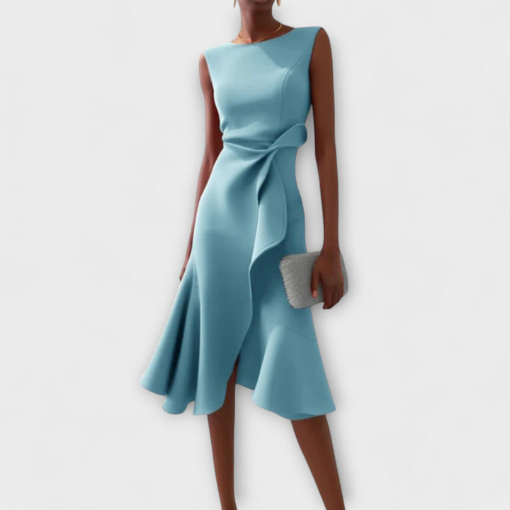 Juliette – Asymmetrisches Drapiertes Midi-Kleid