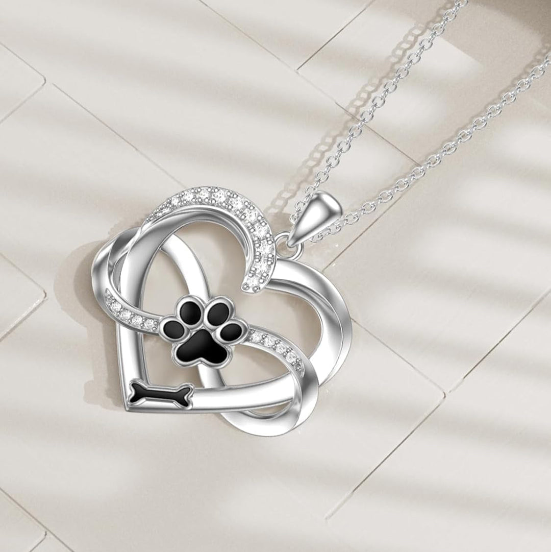 Infinity Herz & Pfote Halskette aus 925er Silber mit Zirkonia - Sulzer