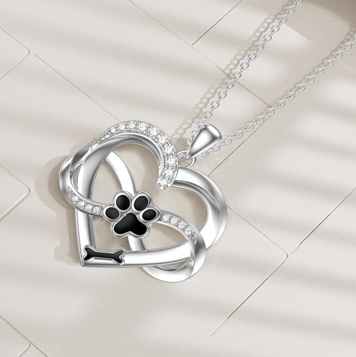Infinity Herz & Pfote Halskette aus 925er Silber mit Zirkonia - Sulzer