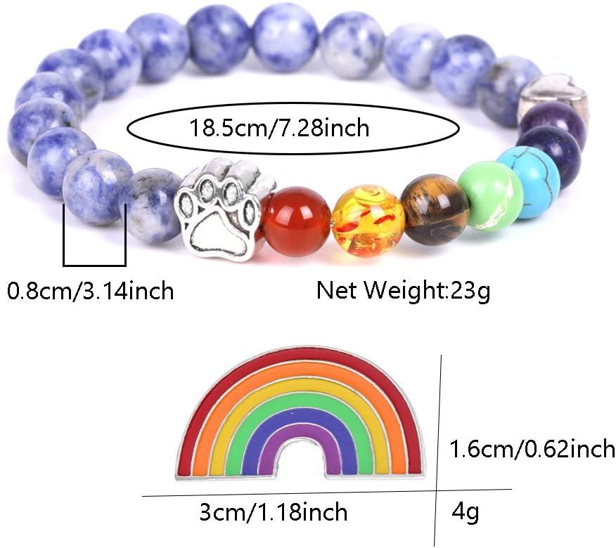 LUMIN – Erinnerungsarmband mit Regenbogen-Brücke und 7 Chakra-Perlen
