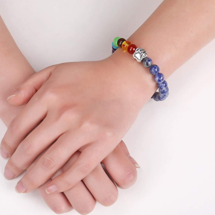 LUMIN – Erinnerungsarmband mit Regenbogen-Brücke und 7 Chakra-Perlen