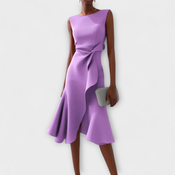 Juliette – Asymmetrisches Drapiertes Midi-Kleid