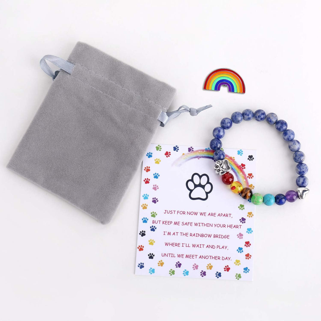 LUMIN – Erinnerungsarmband mit Regenbogen-Brücke und 7 Chakra-Perlen