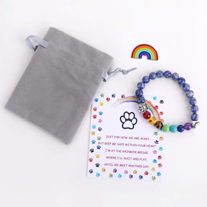 LUMIN – Erinnerungsarmband mit Regenbogen-Brücke und 7 Chakra-Perlen