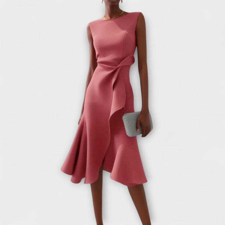 Juliette – Asymmetrisches Drapiertes Midi-Kleid