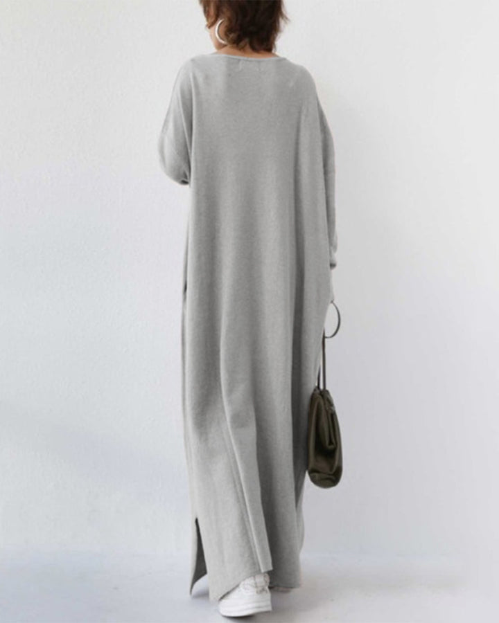 Laluna® | Modische Lange Ärmel V-Ausschnitt Kleid