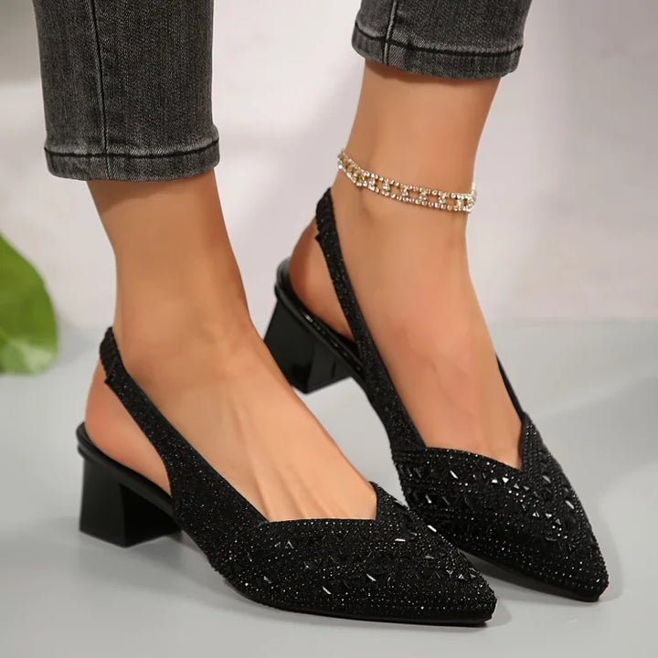 Elvira™ | Strass Slip-On Heeled Sandals
