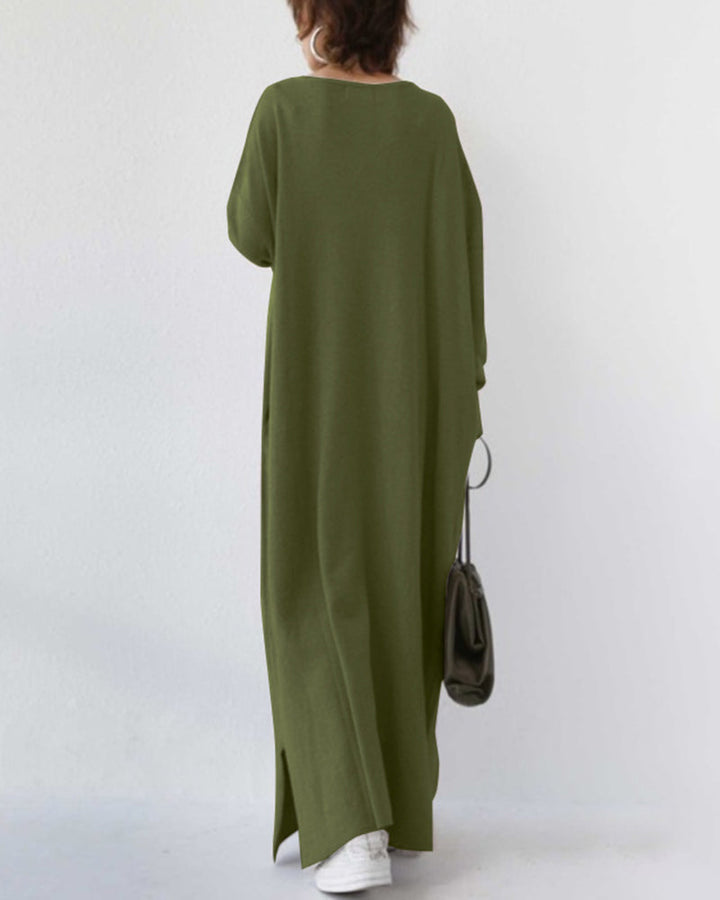 Laluna® | Modische Lange Ärmel V-Ausschnitt Kleid