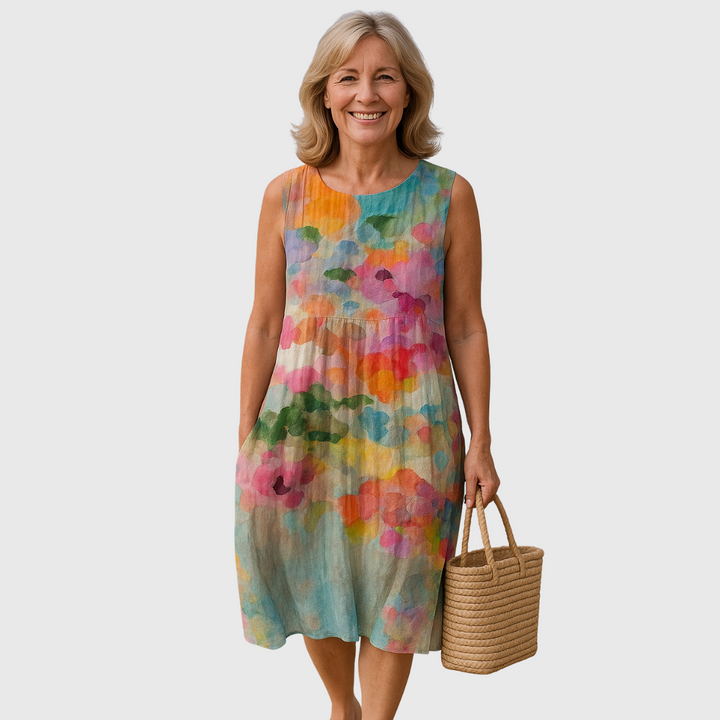 Cavell™ – Buntes Sommerkleid mit Kunstmotiv und Bequemer Passform