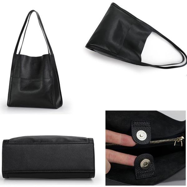 Schlichte Einfarbige Schultertasche aus Echtem Leder