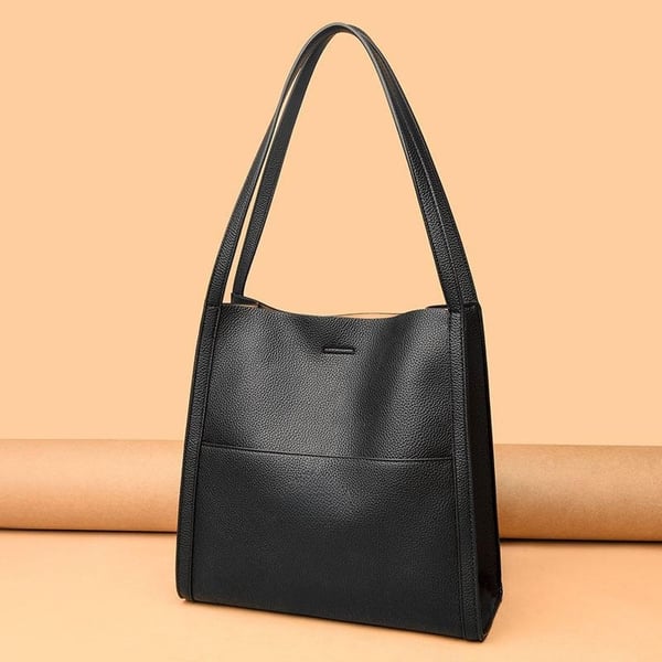 Schlichte Einfarbige Schultertasche aus Echtem Leder