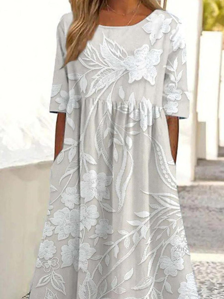 Maëlle – Klassisches Midi-Kleid mit Print & Seitentaschen