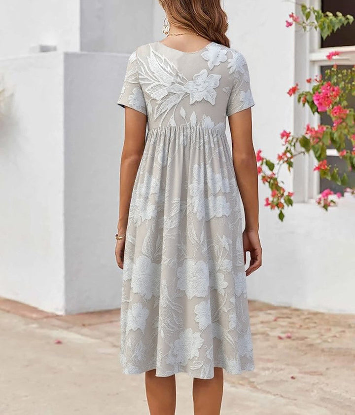 Maëlle – Klassisches Midi-Kleid mit Print & Seitentaschen