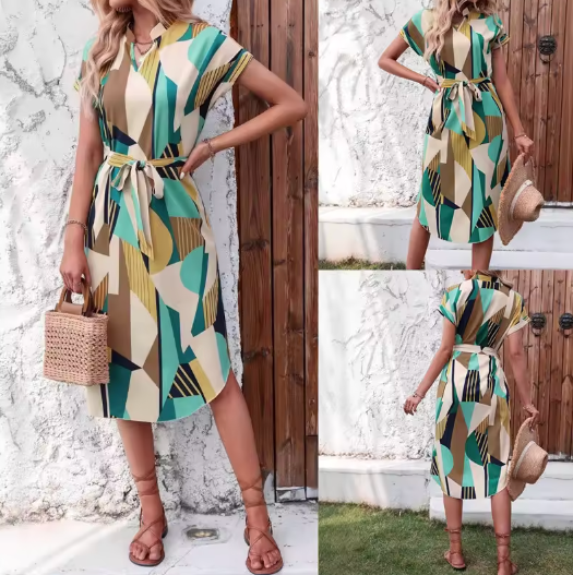 Aria | Farbenfrohes Kleid mit modernem Muster