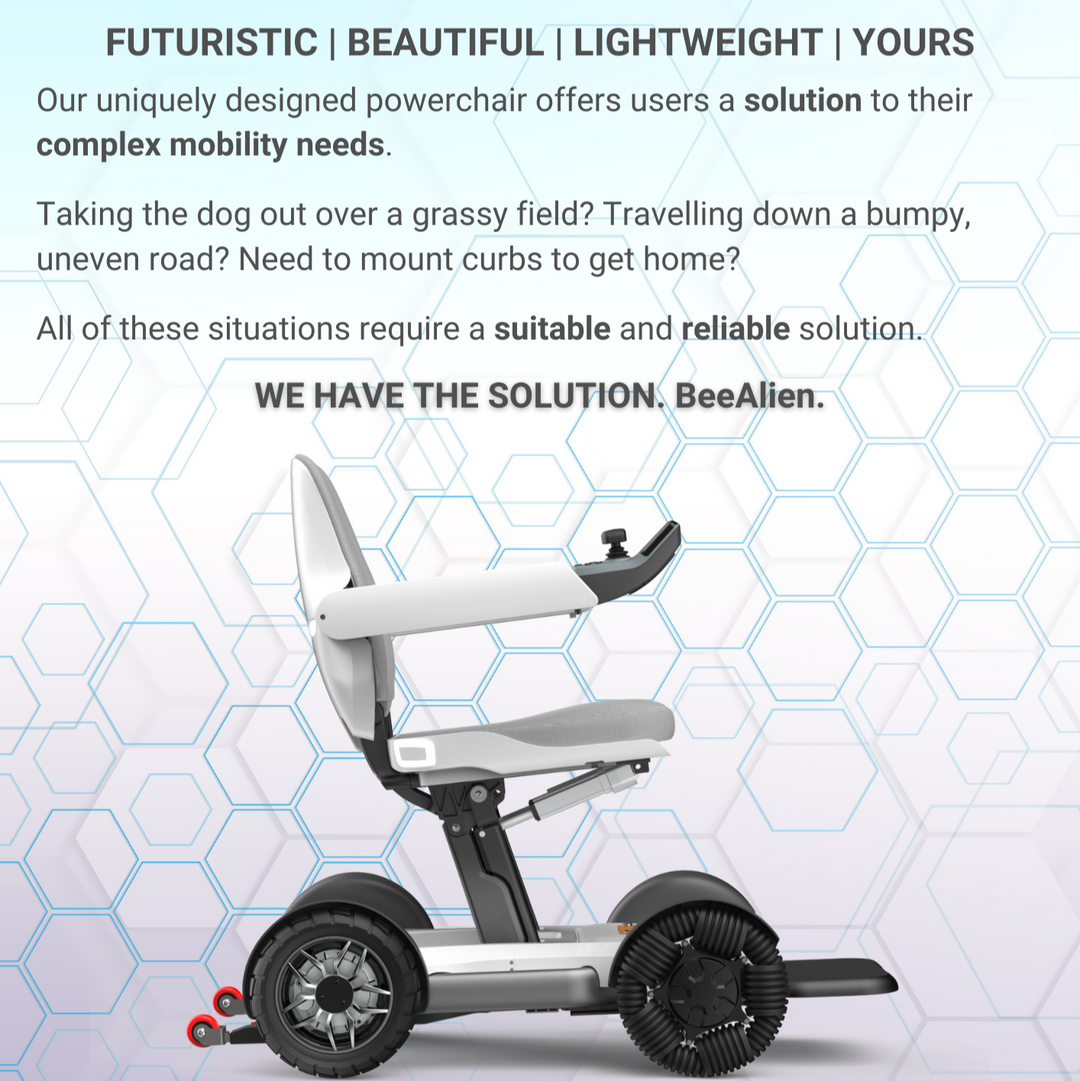 BeeAlien (2025) - Automatischer Faltbarer Elektrorollstuhl - 200W Motor, 120kg Tragfähigkeit, 25 km Reichweite