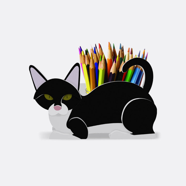 Schwarz-weiße Katzen-Blumentopf