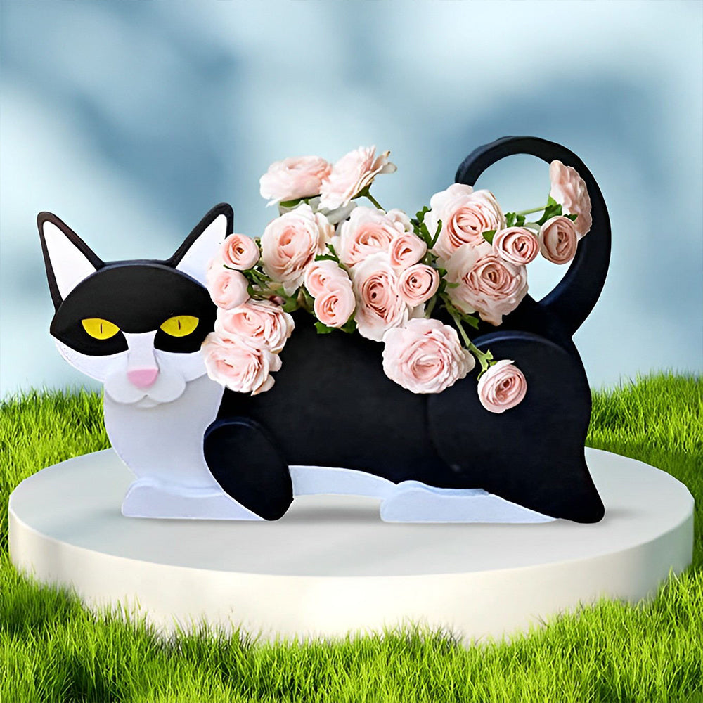Schwarz-weiße Katzen-Blumentopf