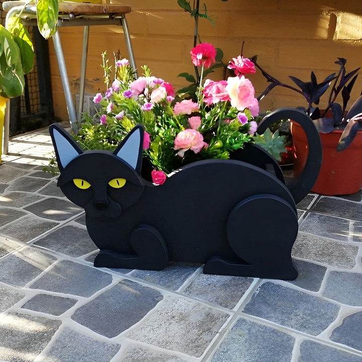 Schwarze Katze Pflanztopf