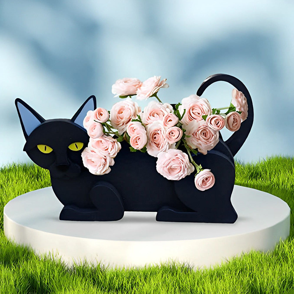 Schwarze Katze Pflanztopf