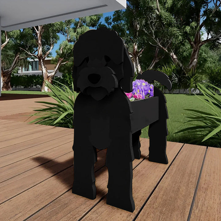 Schwarzer Cockapoo Blumentopf