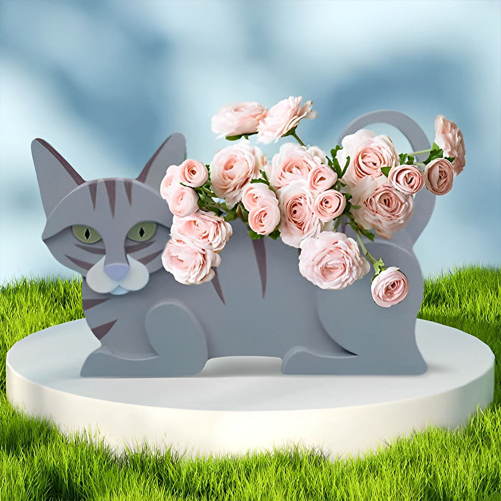 Blauer Katzen-Blumentopf